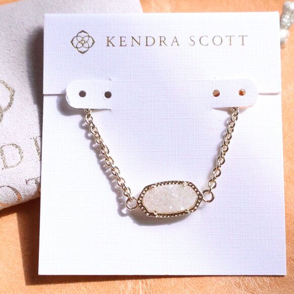 Kendra Scott Elaina Adjustable Chain Bracelet 🎀 Gold Drusy - Picture 1 of 2